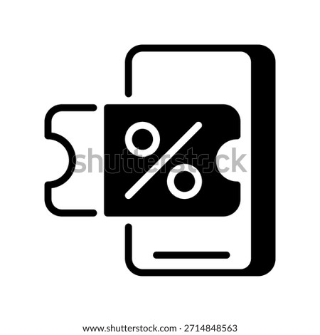 Digital Coupon Line Icon, Outline Symbol for Electronic Voucher, Online Discount, Mobile Promo, Code Scanner, and Virtual Ticket. Vector Sign Icon.