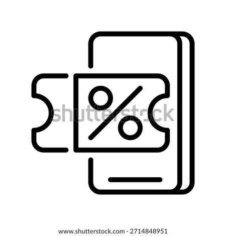 Digital Coupon Line Icon, Outline Symbol for Electronic Voucher, Online Discount, Mobile Promo, Code Scanner, and Virtual Ticket. Vector Sign Icon.