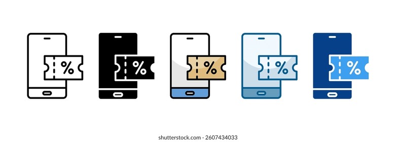 Digital Coupons Icon Set Multiple Style Collection