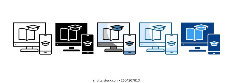 Digital Course Platforms Icon Set Multiple Style Collection