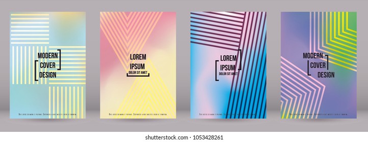 Digital Cover Design for your Business with Abstract Lines and Holography Background. Futuristic Poster, Flyer, Layout with Liquid Pattern for Branding, Identity. Vector minimalistic brochure. A4 set