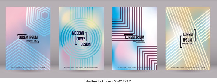 Digital Cover Design for your Business with Abstract Lines and Holography Background. Futuristic Poster, Flyer, Layout with Liquid Pattern for Branding, Identity. Vector minimalistic brochure. A4 set