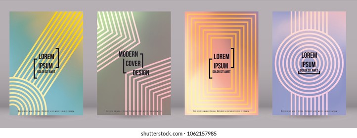 Digital Cover Design for your Business with Abstract Lines and Holography Background. Futuristic Poster, Flyer, Layout with Liquid Pattern for Branding, Identity. Vector minimalistic brochure. A4 set