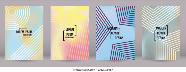Digital Cover Design for your Business with Abstract Lines and Holography Background. Futuristic Poster, Flyer, Layout with Liquid Pattern for Branding, Identity. Vector minimalistic brochure. A4 set