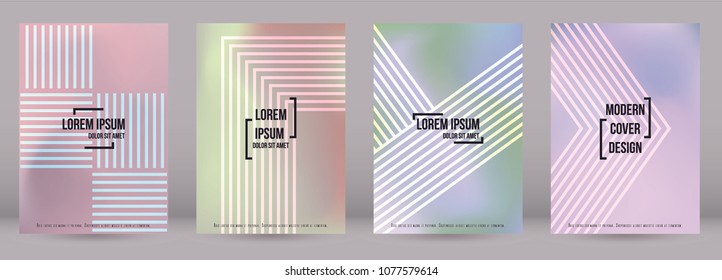 Digital Cover Design for your Business with Abstract Lines and Holography Background. Futuristic Poster, Flyer, Layout with Liquid Pattern for Branding, Identity. Vector minimalistic brochure. A4 set