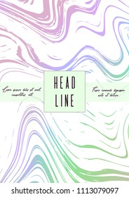Digital Cover Design for your Business with Abstract Lines and Holography Background. Marble Poster, Flyer, Layout with Liquid Pattern for Branding, Identity. Vector minimalistic brochure.