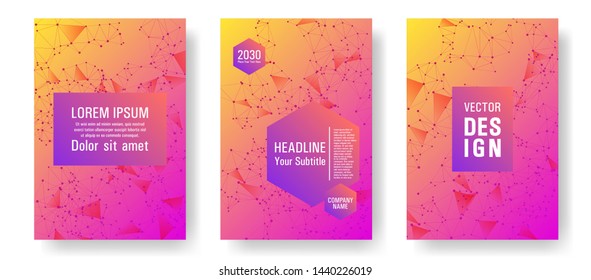 Digital cover layout design. Global network connection of points and lines. Interlinked nodes, molecular or social media, web structure concept. Information technology concept cover.