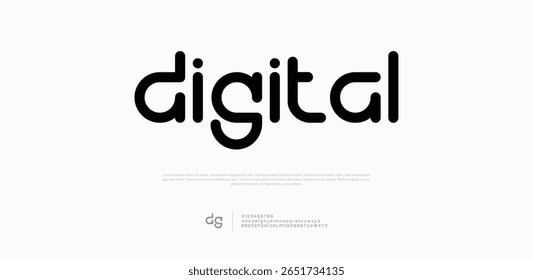 Digital creative tech logo alphabet fonts. Typography minimalist urban sans serif digital fashion future modern logos fonts. vector illustration