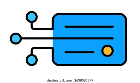 Digital Credit Card Payment Icon with AI Technology Concept. Stablecoin Paying Currency Transaction for Future Virtual Card Online Finance, Electronic banking. Solid Editable Outline Stroke