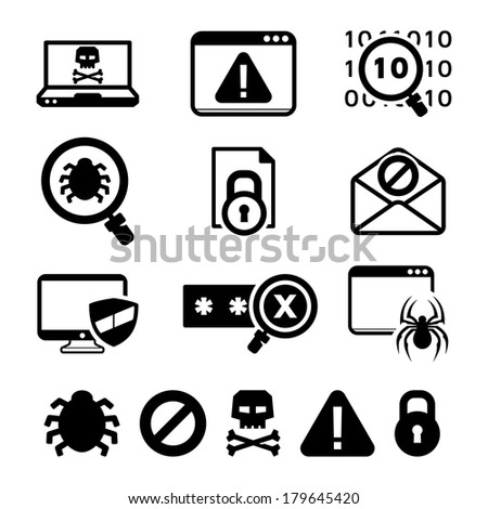 Digital criminal icons set / BW