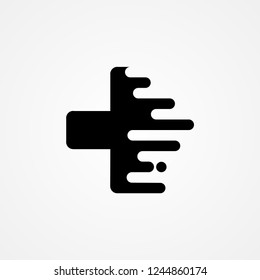 Digital cross healthy logo icon in black color