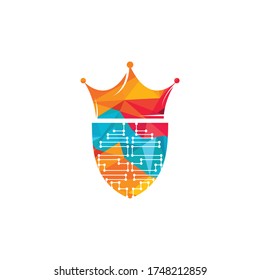 Digital Crown logo design. King of digital logo deigns vector.