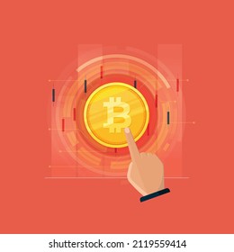 Digital crypto currency and Bitcoin concept, Crypto Investment Portfolio, Bitcoin Trading and Exchange Platform