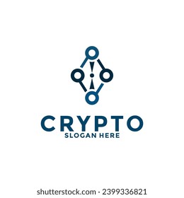 Logo de la moneda digital Crypto con tecnología Blockchain. Plantilla de logotipo de tecnología financiera o fintech