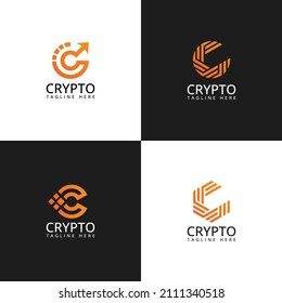 Digital Crypto Currency Logo Template. C Letter Crypto Currency Logo Vector Icon