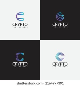 Digital Crypto Currency Logo Template. Initials Letter C Crypto Currency Logo vector icon.