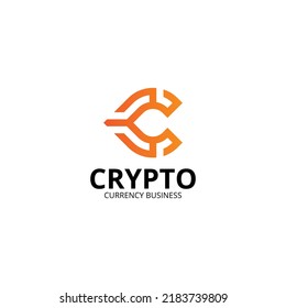 Digital crypto currency logo template. Cryptography symbol logo vector illustration.