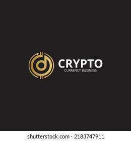 Digital Crypto Currency Logo Template. Abstract D Letter Crypto Currency Logo Vector Icon.