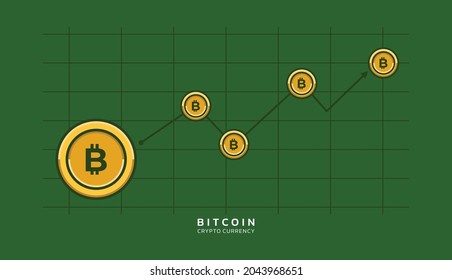 Concepto básico de crecimiento criptodivisa digital con icono de bitcoin y vector de flecha ascendente