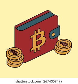 Cartera digital de criptomonedas y símbolo de Bitcoin
