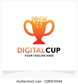 Digital Cup Logo Template Design Vector Inspiration. Icon Design