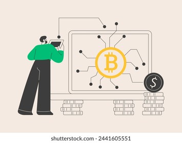 Digital currency abstract concept vector illustration. Cryptocurrency market capitalization, electronic currency, e-money transfer, digital money turnover, transfer service abstract metaphor.