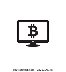 Digital currency Bitcoin symbol on computer screen. Cryptocurrency logo displayed on modern monitor for financial tech.