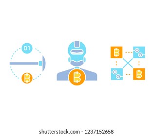 digital currency and bitcoin technology concept icons