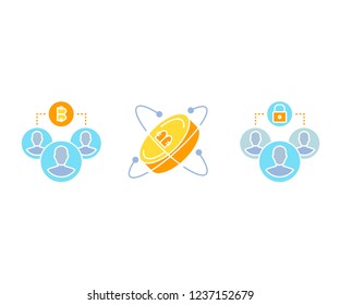 digital currency and bitcoin technology concept icons