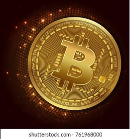 Digital currency bitcoin - vector concept illustration in 3d style. Investment money creative layout. Modern finance economic. Graphic design.