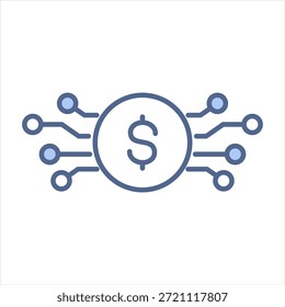Ilustración vectorial de icono azul de moneda digital