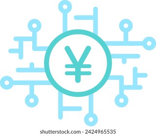 Digital Currency and Circuits Isolated Vector Illustration