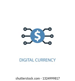 digital currency concept 2 colored icon. Simple blue element illustration. digital currency concept symbol design. Can be used for web and mobile UI/UX