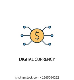 digital currency concept 2 colored line icon. Simple yellow and blue element illustration. digital currency concept outline symbol design