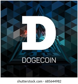 Digital Currency Counter Icon Dogecoin. Fintech Blockchain. Famous World Cryptography. Gold Coins. Crypto Currency Money Finance Sign Illustration. 