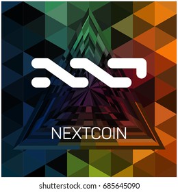 Digital Currency Counter Icon Nextcoin. Fintech Blockchain. Famous World Cryptography. Gold Coins. Crypto Currency Money Finance Sign Illustration. 