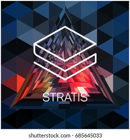 Digital Currency Counter Icon Stratis. Fintech Blockchain. Famous World Cryptography. Gold Coins. Crypto Currency Money Finance Sign Illustration. 