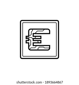 Digital currency Euro icon on isolated white background. Futuristic sign of digital currency with circuit board pattern. The electronic economy of the future. Vector illustration