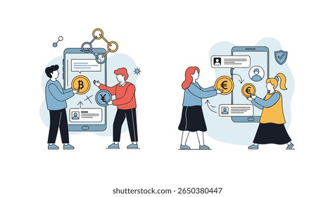 Câmbio de Moeda Digital e Transações de Criptomoeda Móvel para Finanças Globais