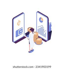 Diseño de ilustración isométrica de tipo plano de moneda digital