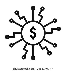 Digital Currency icon Black line art vector