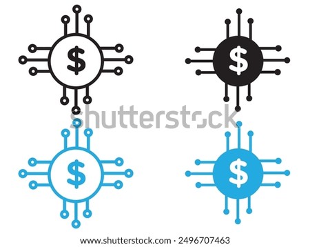 Digital Currency icon black and white vector outline sign