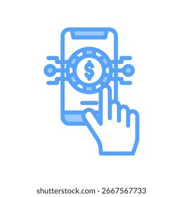 Icono de moneda digital Ilustración vectorial azul
