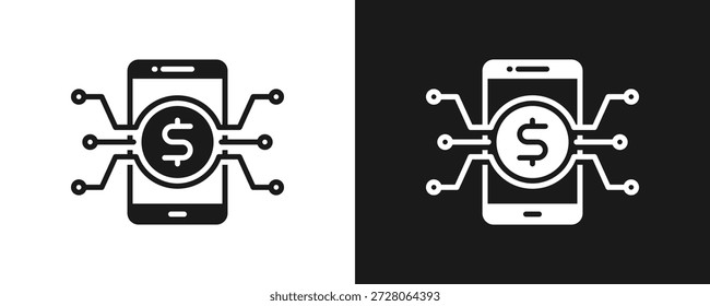 Conjunto De Iconos De Moneda Digital Glifo En Fondo Blanco Y Negro