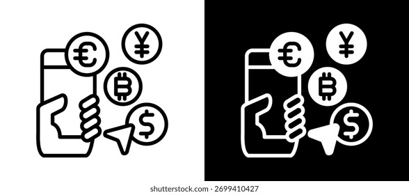 Icono de moneda digital Ilustración vectorial whiteblack