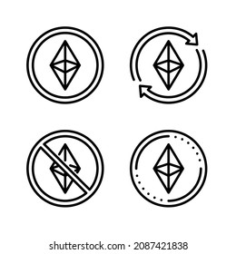 Digital currency icons set. Outline style. Vector. Isolate on white background.