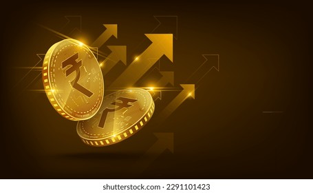 Digital currency indian rupee gdp growth futuristic concept background