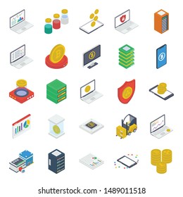 Digital Currency Isometric Icons Pack