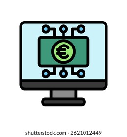 Digital Currency lineal multi color icon, use for UI, UX, app and web development, digital or print. for industry, education, business, finance, economic development theme.