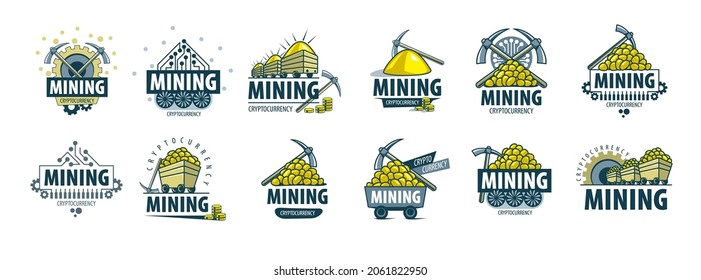 Digital currency mining. Abstract sign. Vector illustration